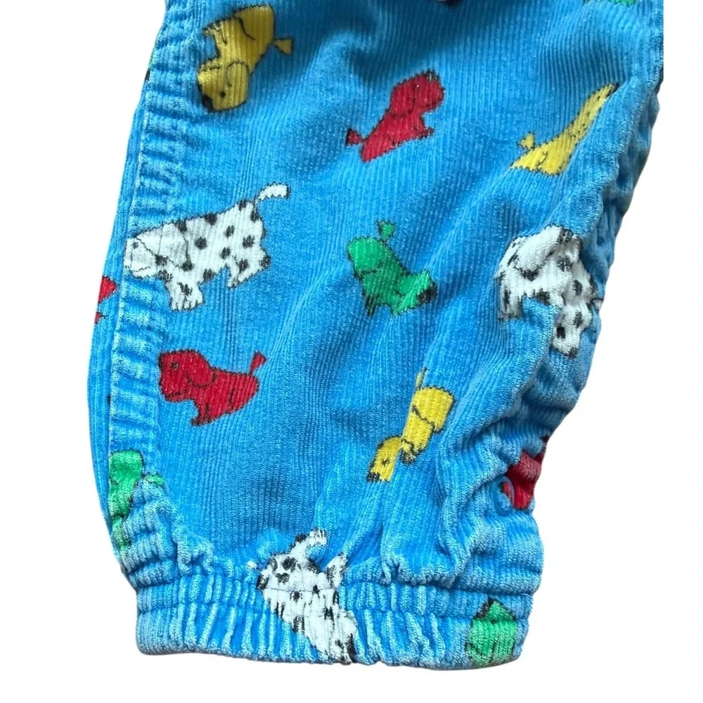 Vintage 90s OshKosh B'gosh Kennel Klub Overalls Blue Corduroy Dog Print Size 18M